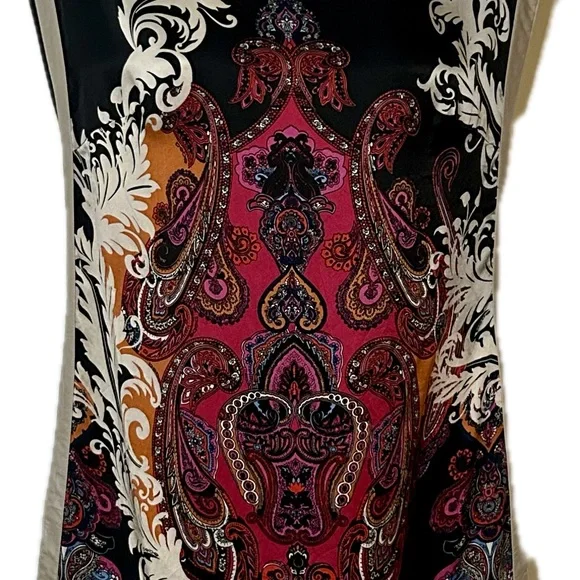 Bebe | 100% Silk Tunic Blouse w/ Wrap - Size XS - Paisley Print - Picture 2 of 9